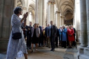 Emmanuel and Brigitte Macron visit the Collégiale Notre-Dame in Semur-en-Auxois (Côte-d'Or) , September 15, 2023.
