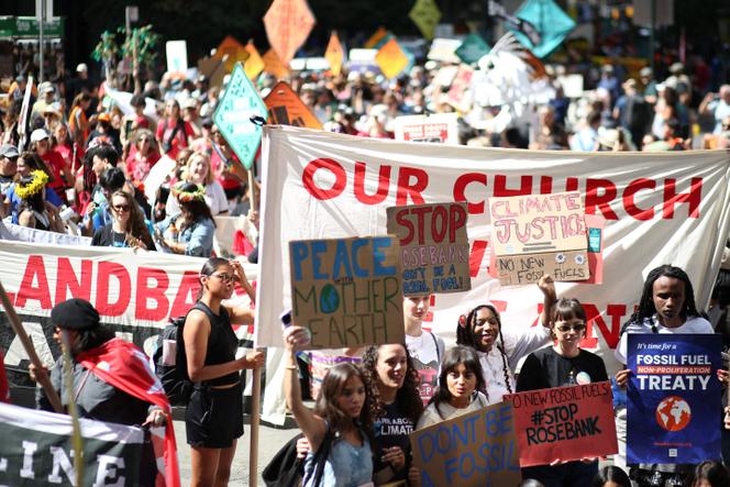People rally to end fossil fuels ahead of the 78th United Nations General Assembly and Climate Ambition Summit in New York on September 17, 2023.
