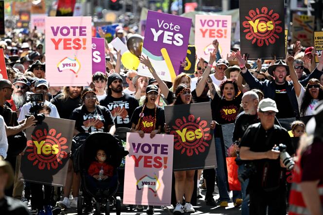 March for Yes in Melbourne on September 17, 2023. 
