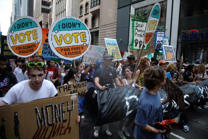 People rally to end fossil fuels ahead of the 78th United Nations General Assembly and Climate Ambition Summit in New York on September 17, 2023.