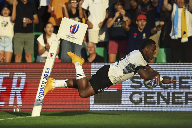 Fijian Josua Tuisova scored a try during his team's victory against Australia on Sunday September 17 in Saint-Etienne.
