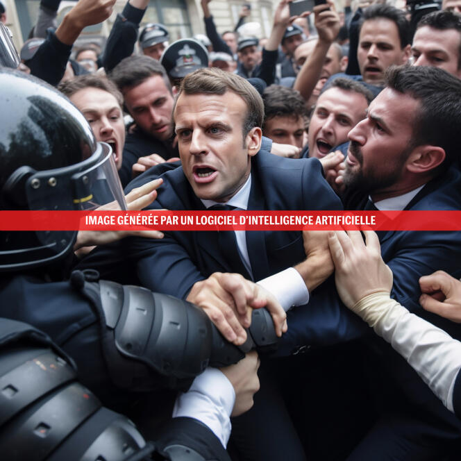 Bilde av Emmanuel Macron generert av kunstneren David Fathi med programvare for kunstig intelligens.