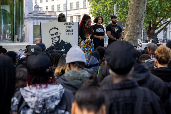 Manifestation du mouvement Black Lives Matter à la mémoire de Chris Kaba devant New Scotland Yard, le 10 septembre 2022. 