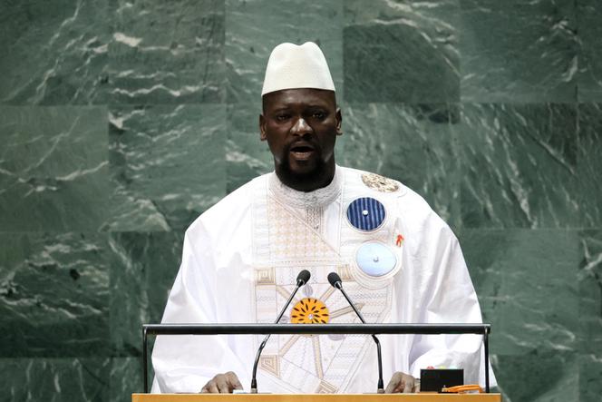 Le président de transition en Guinée, le colonel Mamady Doumbouya, à la tribune des Nations unies, le 21 septembre 2023, à New York.