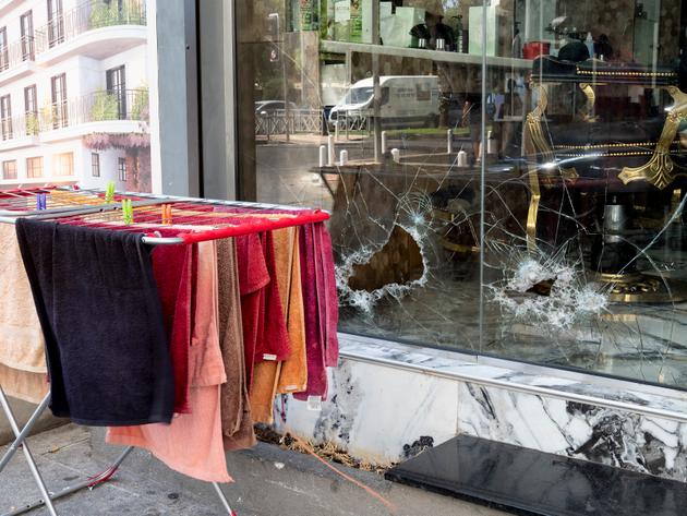 Damage to the hair salon in Limassol, Cyprus, on September 19, 2023.