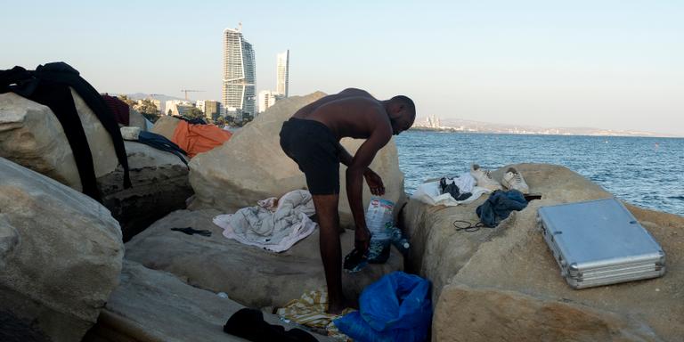 ENRI CANAJ FOR LE MONDE The Promenade in Limassol migrants find provisional, illegal accommodation. Lemasos Cyprus 2023