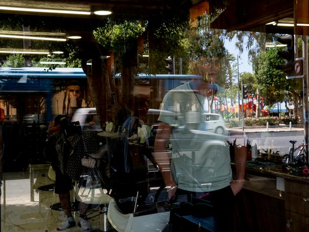 One of the hair salons targeted by anti-migrant attacks, in Limassol (Cyprus), on September 19, 2023.