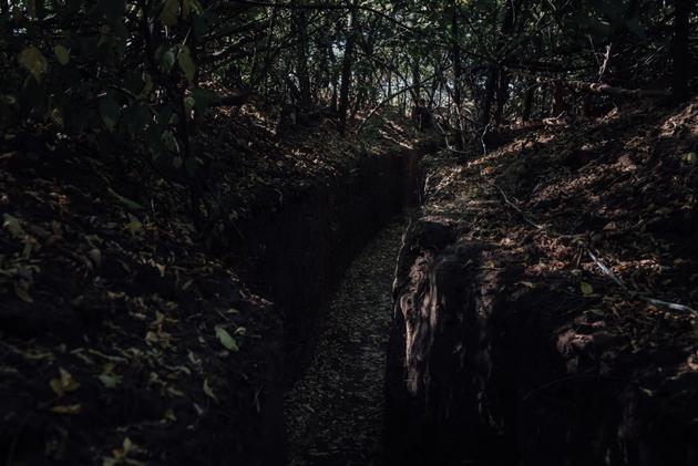 A Ukrainian trench on the Bakhmut front, in Ukraine, on September 21, 2023. 