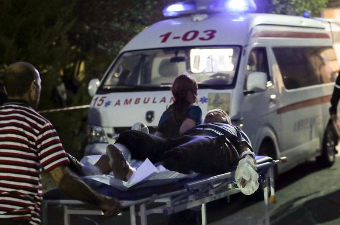 An Ethnic Armenian man who was injured during an explosion at a crowded gas station in Stepanakert, the capital of Nagorno-Karabakh, is transported to the National Burn Medical Center in Yerevan, on September 26, 2023.