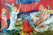 Un paneau de la tapisserie de l’Apocalypse, au château d’Angers (XVᵉ siècle). 