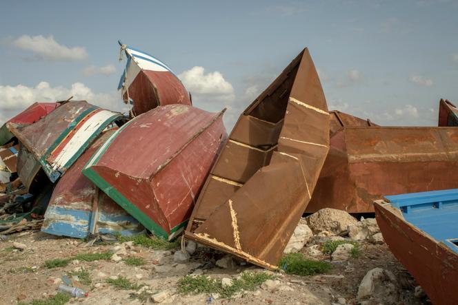 Boats used by migrants attempting to cross the Mediterranean to Italy from a small port outside Sfax (Tunisia), May 26, 2023.