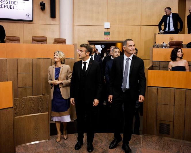 French Emmanuel Macron in Ajaccio, France, on September 28, 2023.