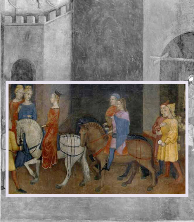 Le cortège nuptial est représenté sur la paroi est de la fresque, qui dépeint les effets du bon gouvernement sur la ville et le « contado » (la campagne siennoise).