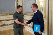 Volodymyr Zelensky and French Armed Forces Minister Sébastien Lecornu at a meeting in Kyiv on September 28, 2023.