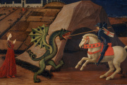 « Saint Georges terrassant le dragon » (vers 1440), de Paolo Uccello. Tempera sur bois.