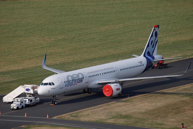 An Airbus A321neo during the 52nd Paris Air Show at Le Bourget airport near Paris, in 2017.
