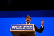 British Prime Minister Rishi Sunak at the Conservative Party's annual conference, Manchester, October 4, 2023.
