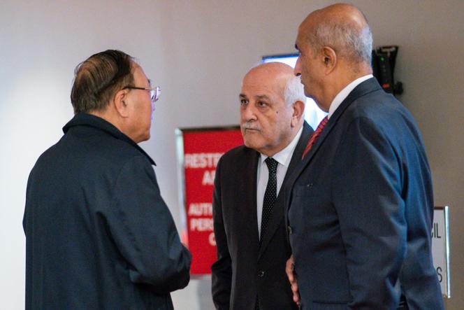 Ambassador Riyad Mansour, Permanent Observer of the State of Palestine to the United Nations speaks with Zhang Jun, Permanent Representative of China to the UN after taking part in the United Nations Security Council on October 8, 2023 at U.N. Headquarters in New York City. 