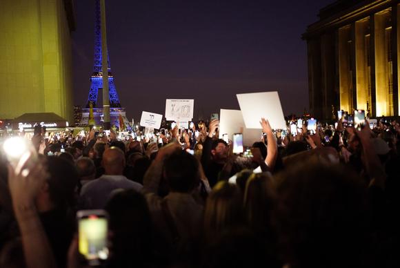 Rassemblement Trocadéro en soutien à Israël à Paris le 9 octobre 2023.
