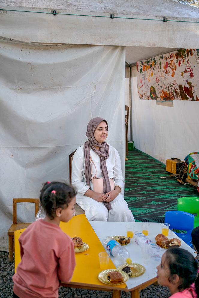 In the Ouirgane camp (High Atlas), Houria Ait Nasser runs the nursery school on September 20.