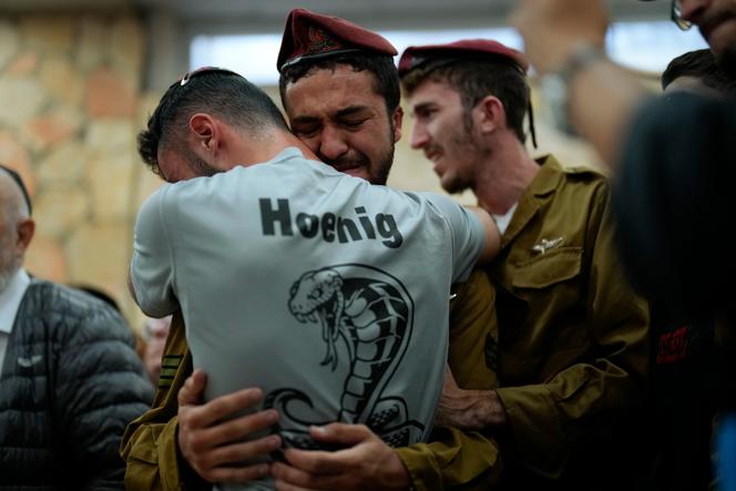 The funeral of dual national French-Israeli soldier Benyamin L in Jerusalem on October 10