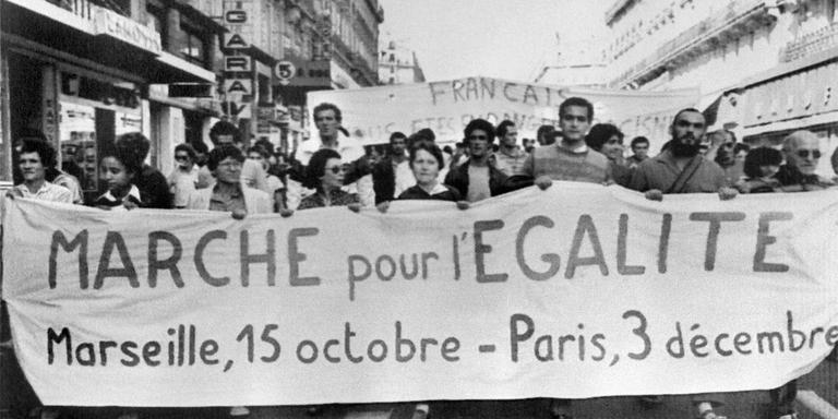 P. CIOT / AFP A national march for equal rights and against racism took place on October 15, 1983 in Marseille, in the presence of Françoise Gaspard (PS deputy). The march is due to end in Paris on December 03, after crossing 50 towns and covering more than 1,200 km.
(FILM) AFP PHOTO/P. CIOT (Photo by P. CIOT / AFP)
