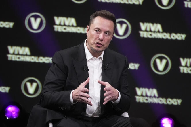 Elon Musk, le propriétaire de X (anciennement Twitter), Tesla et SpaceX, lors d’une prise de parole à Paris, le 16 juin 2023.