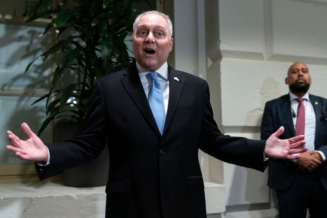 House Majority Leader Steve Scalise of Louisiana, talks to reporters as he announces he is ending his campaign to be the next House speaker after a Republican meeting at the Capitol in Washington, Thursday, October 12, 2023.