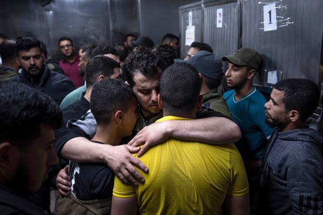 At the Al-Shifa hospital morgue, after Israeli air strikes in Gaza City, May 9, 2023.