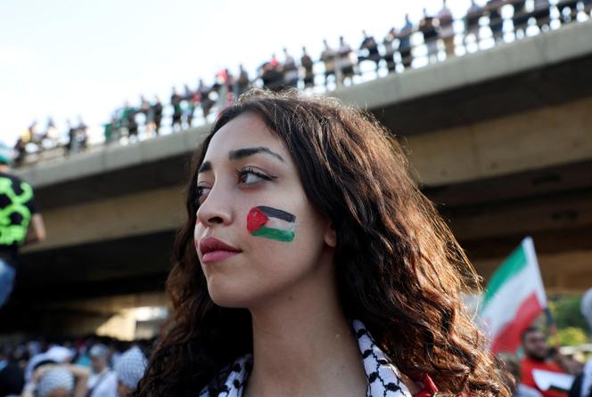 A pro-Palestinian demonstrator in Beirut, Lebanon, October 13, 2023.