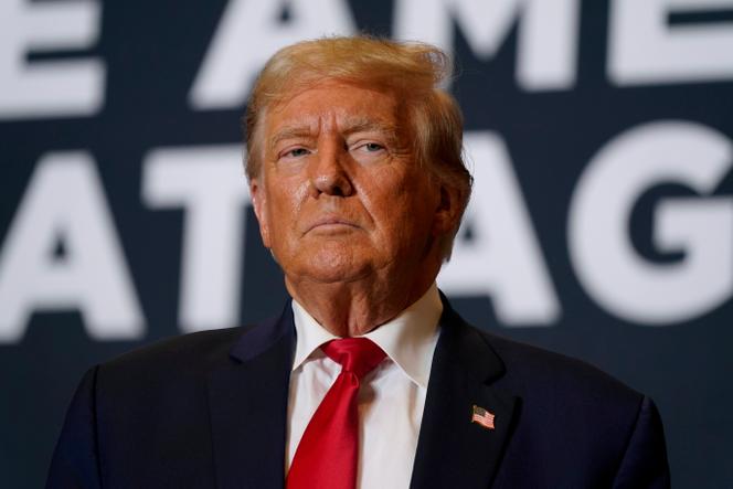 Former President Donald Trump arrives at a rally in Cedar Rapids, Iowa, Saturday, Oct. 7, 2023.
