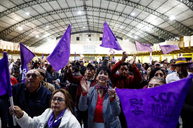 Supporters of Ecuadorian presidential candidate Daniel Noboa attend a presidential election night gathering in Quito, on October 15, 2023.