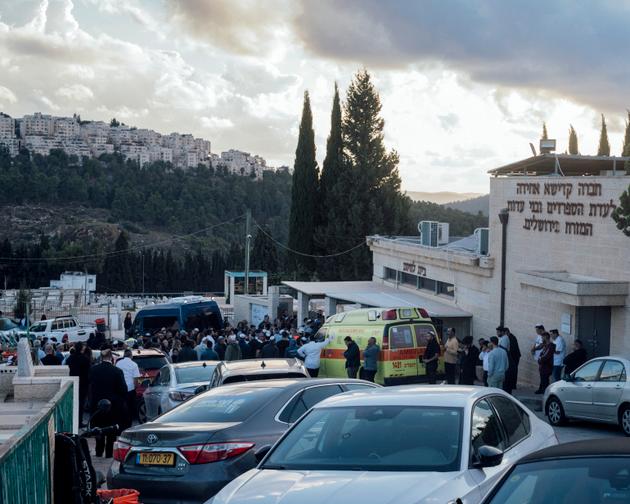 Burial of a victim of the October 7, 2023, attacks at the Har HaMenuchot cemetery, also known as Givat Shaul, in Jerusalem, October 15, 2023.