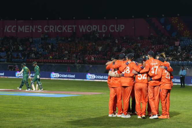 The Netherlands face South Africa in the Cricket World Cup in Dharamsala, India on October 17, 2023. 