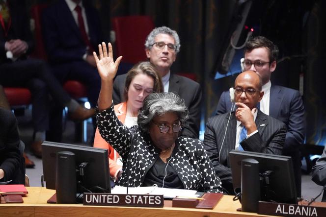 US Ambassador to the United Nations Linda Thomas-Greenfield at the UN Security Council on October 18, 2023, in New York.