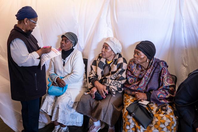 Patients wait to be admitted for cancer screening in Soweto, South Africa, on October 17, 2023.