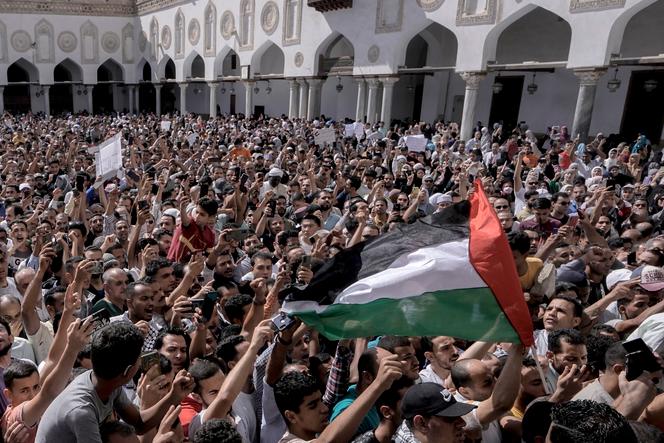 Protesters shout anti-Israel slogans during a rally to show solidarity with the people of Gaza after Friday prayers at Azhar mosque, the Sunni Muslim world's premier Islamic institution, in Cairo, Egypt, Friday, Oct. 20, 2023.