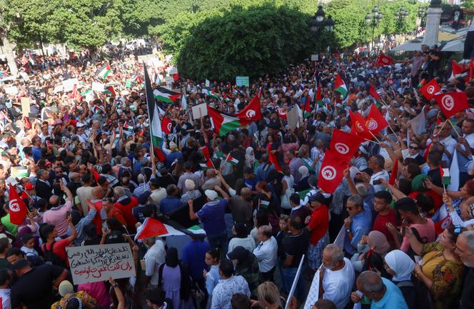 At a pro-Palestinian demonstration in Tunis, October 12, 2023.