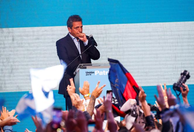 Sergio Massa, Argentina's presidential candidate, at the first-round election results in Buenos Aires on October 22.
