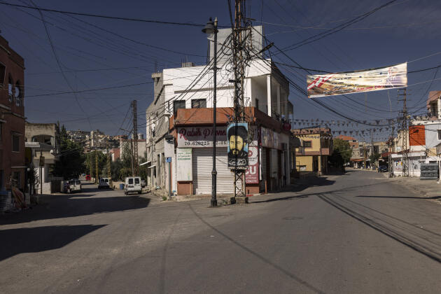 Le village libanais d’Aïta Al-Chaab, vidé de ses habitants en raison des échanges de tirs entre le Hezbollah et Israël. Ici, le 21 octobre 2023.