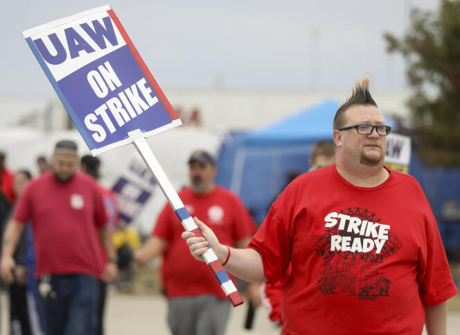 On the picket line at the Stellantis factory in Toledo (Ohio), October 25, 2023.