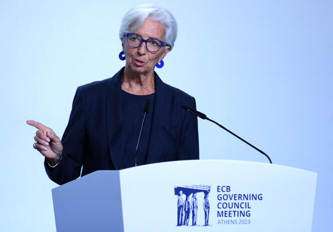ECB President Christine Lagarde, in Athens, October 26, 2023.
