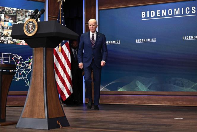 US President Joe Biden arrives to deliver remarks on his Bidenomics agenda in Washington, DC, on October 23, 2023.