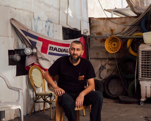 Easa Fayed, in his car garage in Haifa, Israel, on October 23, 2023.