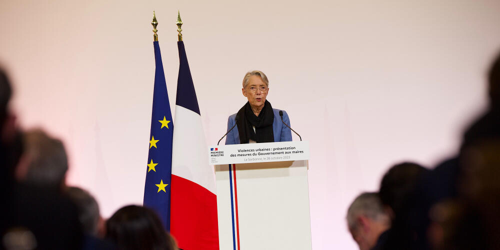 Elisabeth Borne, à la Sorbonne, le 26 octobre 2023.