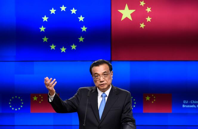 Le premier ministre chinois, Li Keqiang, lors d’une conférence de presse après un sommet Union européenne-Chine, à Bruxelles, le 9 avril 2019.