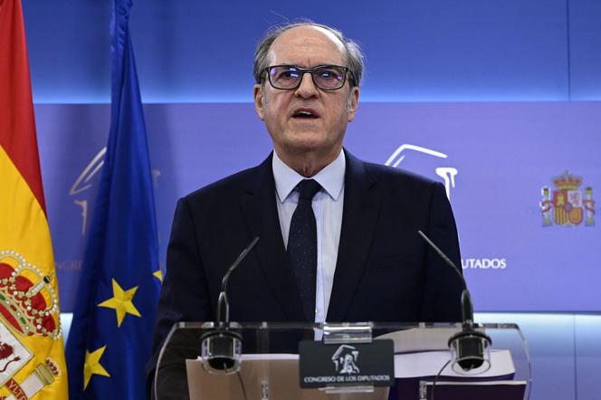 Spain's national ombudsman Angel Gabilondo addresses a press conference after delivering a report on the country's first independent probe into the abuse of minors within the Catholic Church, at the Congress of Deputies in Madrid, on October 27, 2023.