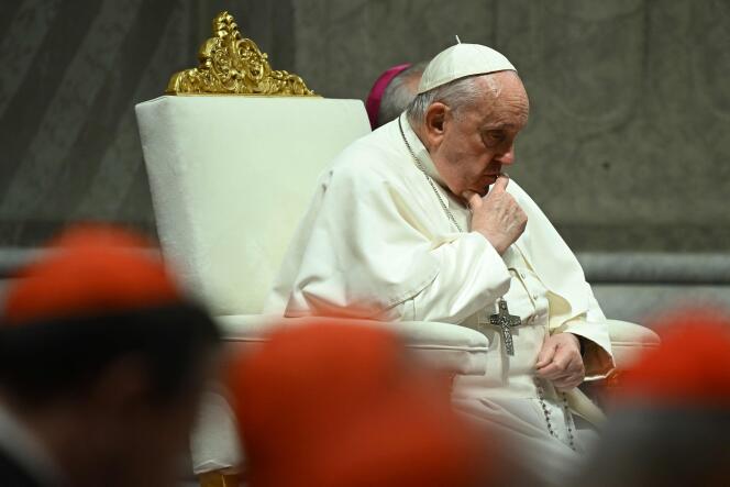 Pope Francis during a prayer for peace, at St. Peter's Basilica, at the Vatican, in Rome, October 27, 2023.
