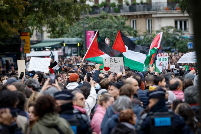 Rassemblement de soutien à la Palestine, à Paris, le 28 octobre 2023.