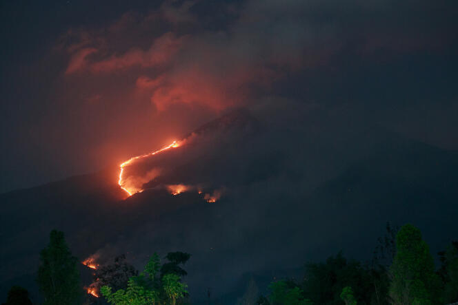 Incendio provocado por una sequía prolongada en la región de Semarang, isla de Java central (Indonesia), 28 de octubre de 2023.